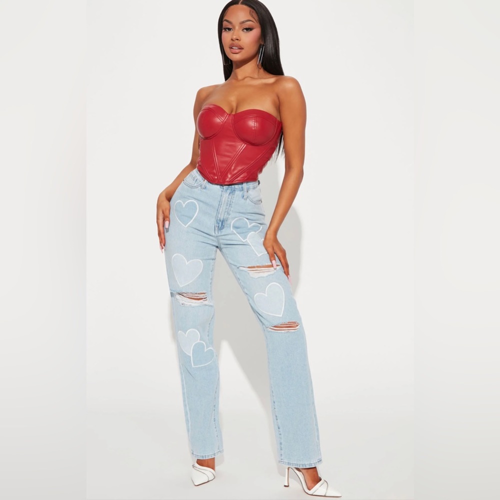 Fashion Nova High Rise Heart Jeans New